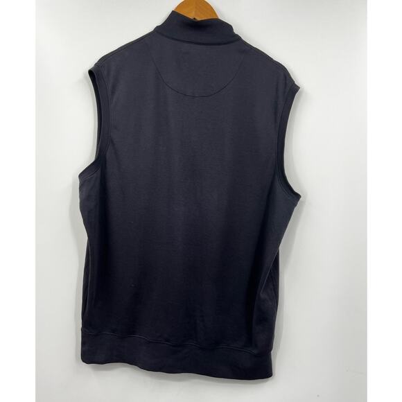Peter Millar Black Pima Cotton Sleeveless Half Zip Mock Neck Sweater Vest XL - Picture 6 of 8